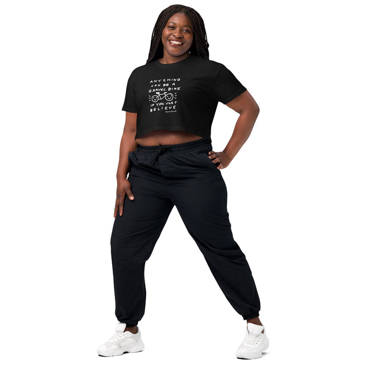 'Anything Can Be A Gravel Bike If You Just Believe' Crop Tee - THE FUN SHOP by Tegan