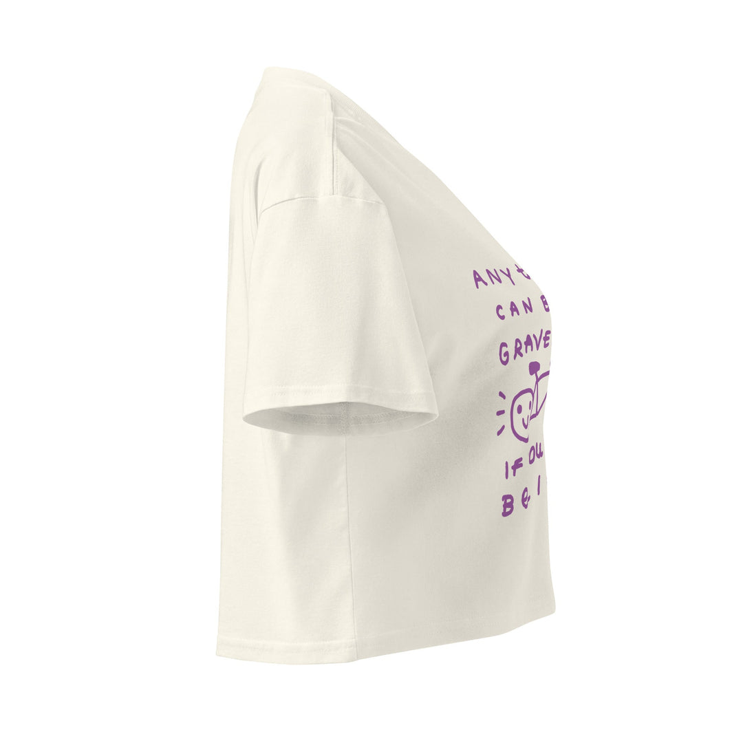 'Anything Can Be A Gravel Bike If You Just Believe' Crop Tee - THE FUN SHOP by Tegan