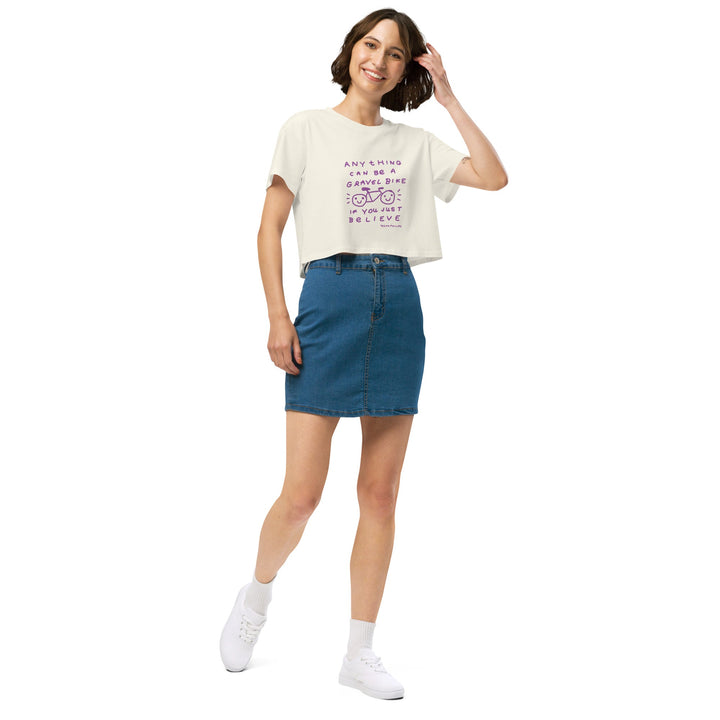 'Anything Can Be A Gravel Bike If You Just Believe' Crop Tee - THE FUN SHOP by Tegan