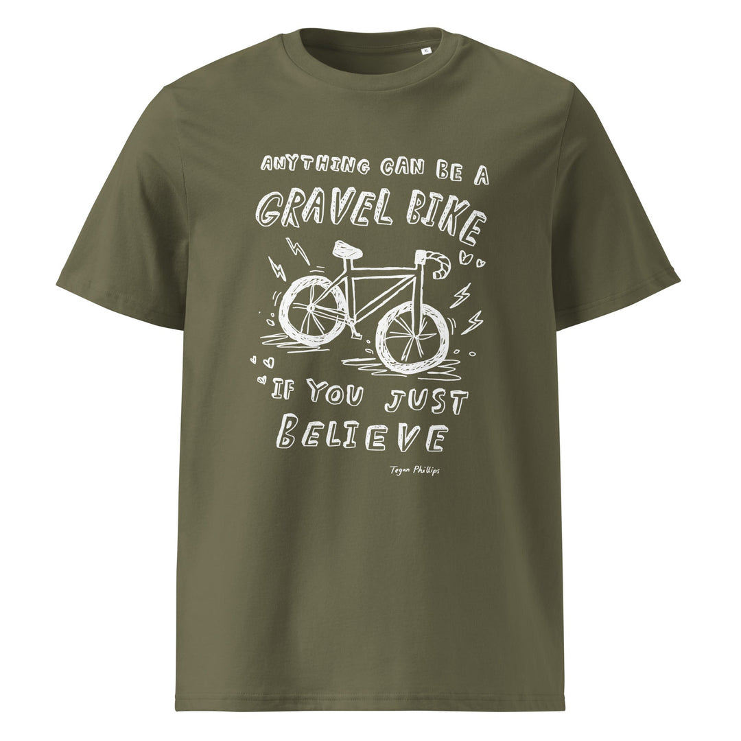 'Anything Can Be A Gravel Bike If You Just Believe: Pencil Sketch' Unisex Tee - The Fun Shop by Tegan