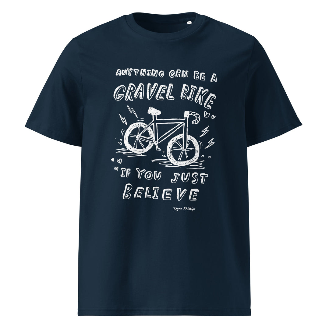 'Anything Can Be A Gravel Bike If You Just Believe: Pencil Sketch' Unisex Tee - The Fun Shop by Tegan