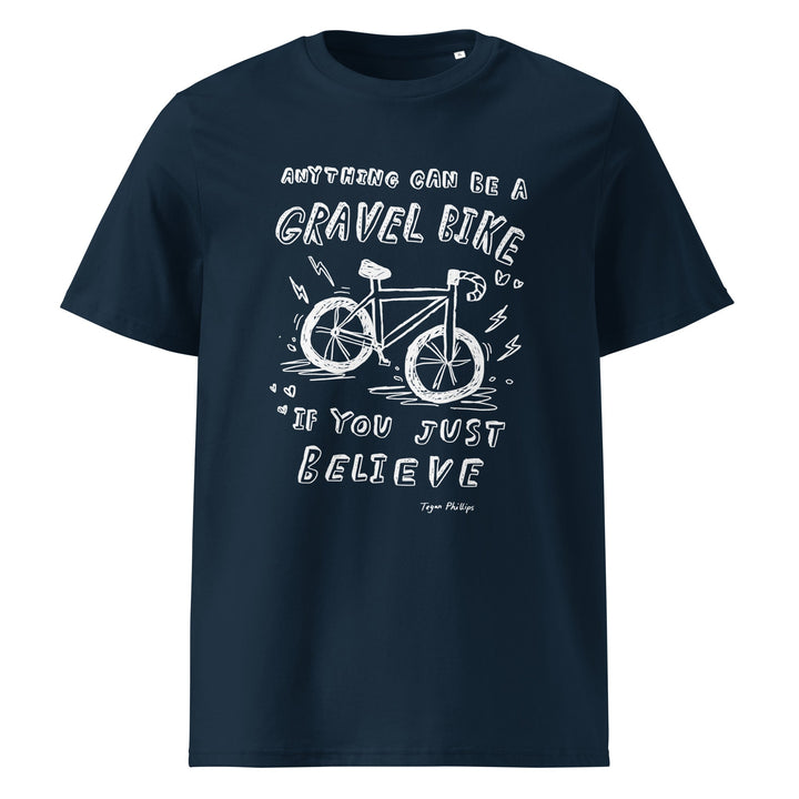 'Anything Can Be A Gravel Bike If You Just Believe: Pencil Sketch' Unisex Tee - The Fun Shop by Tegan