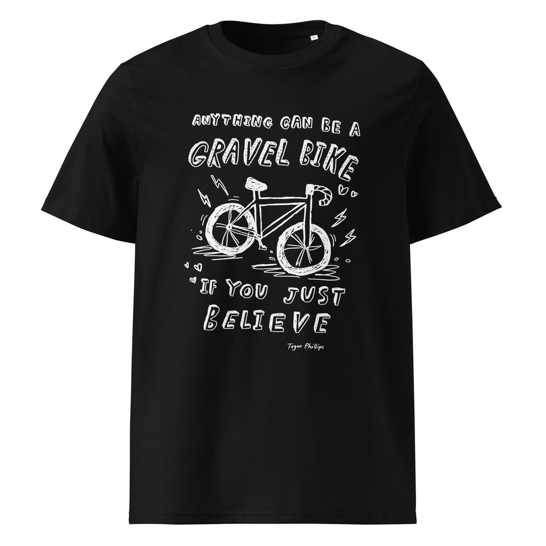 'Anything Can Be A Gravel Bike If You Just Believe: Pencil Sketch' Unisex Tee - The Fun Shop by Tegan