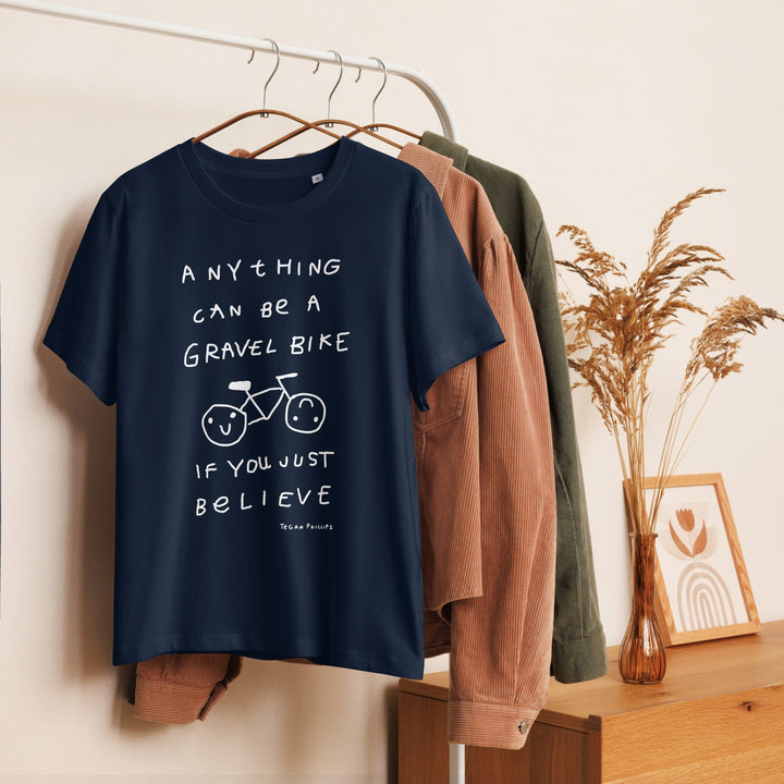 'Anything Can Be A Gravel Bike If You Just Believe' Women's Fitted Tee - The Fun Shop by Tegan