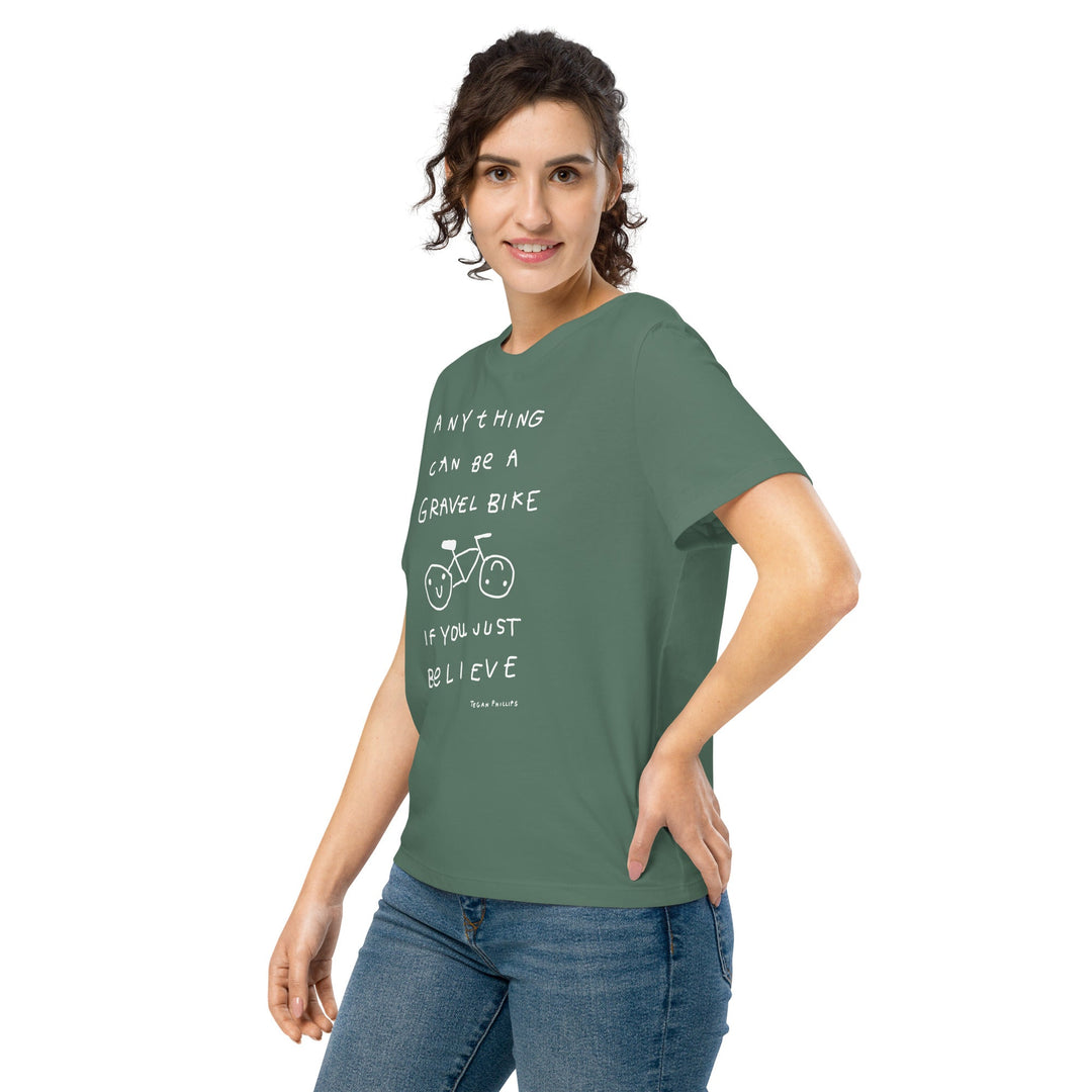 'Anything Can Be A Gravel Bike If You Just Believe' Women's Fitted Tee - The Fun Shop by Tegan