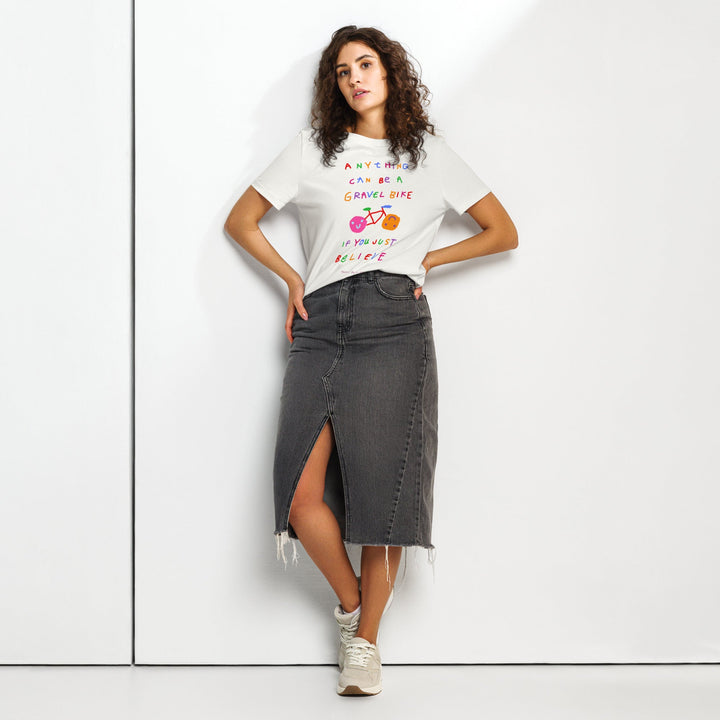 'Anything Can Be A Gravel Bike If You Just Believe' Women's Fitted Tee - The Fun Shop by Tegan