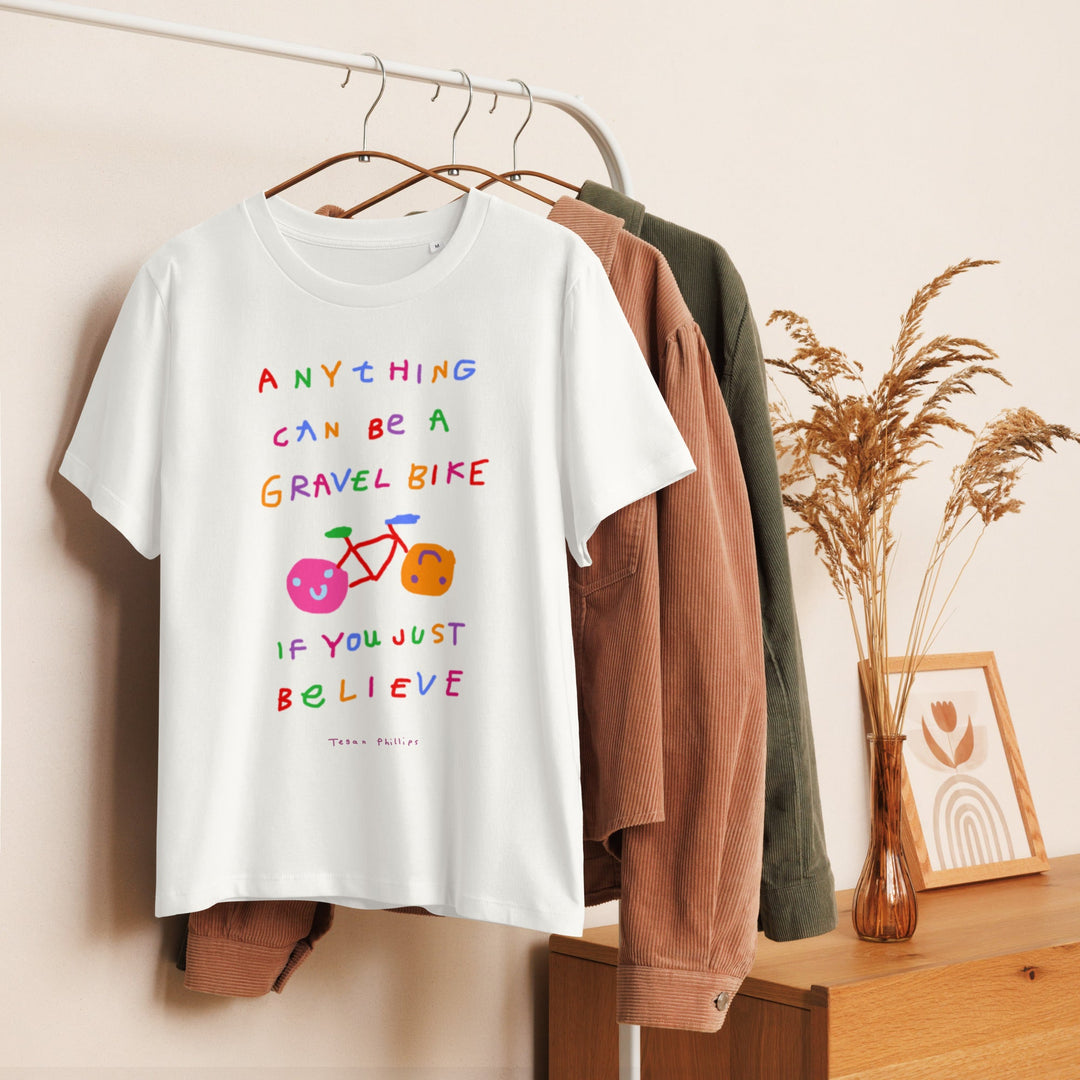 'Anything Can Be A Gravel Bike If You Just Believe' Women's Fitted Tee - The Fun Shop by Tegan