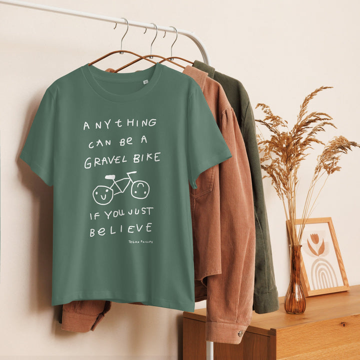 'Anything Can Be A Gravel Bike If You Just Believe' Women's Fitted Tee - The Fun Shop by Tegan