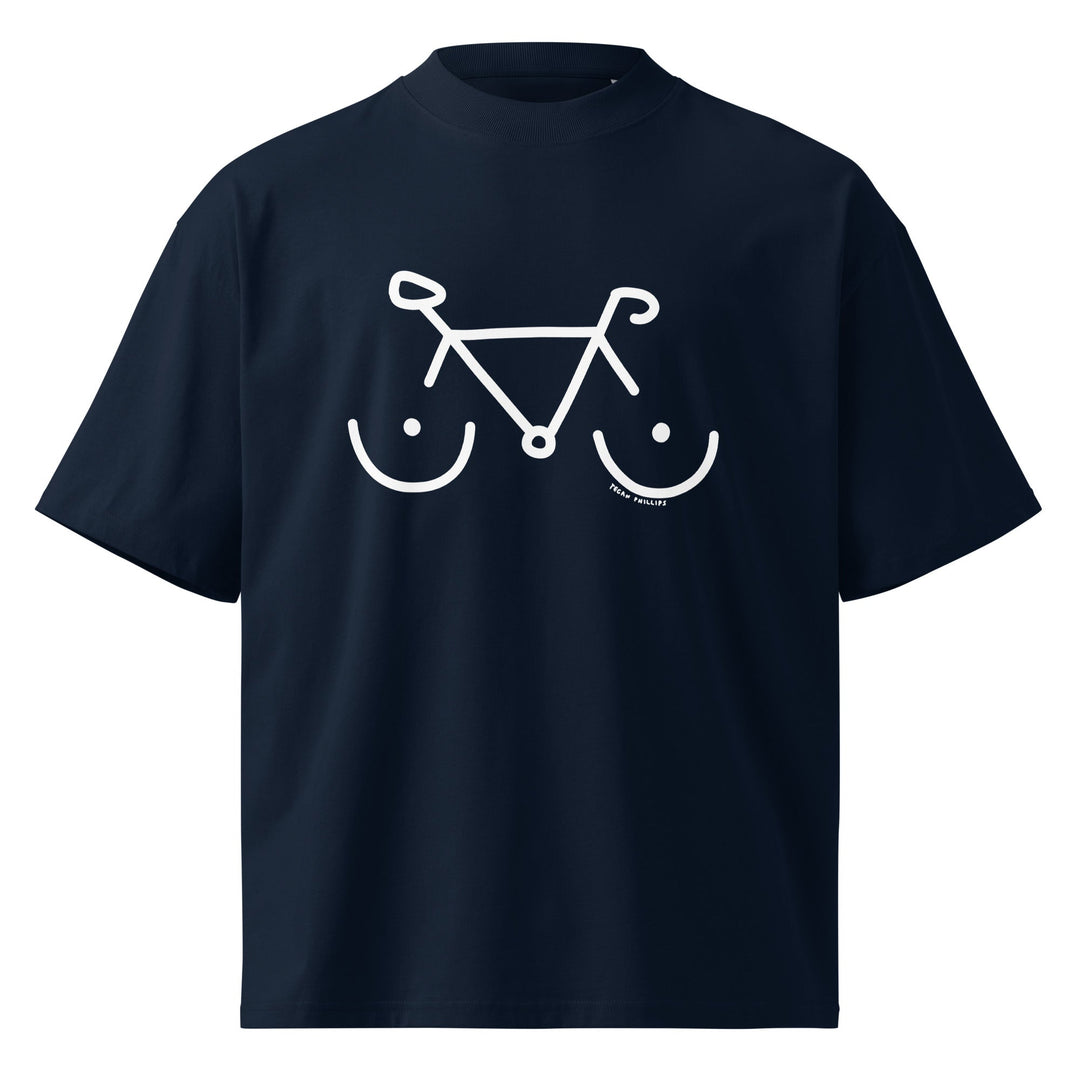 'Bike Rack' Unisex Organic Oversized High Neck Tee - The Fun Shop by Tegan
