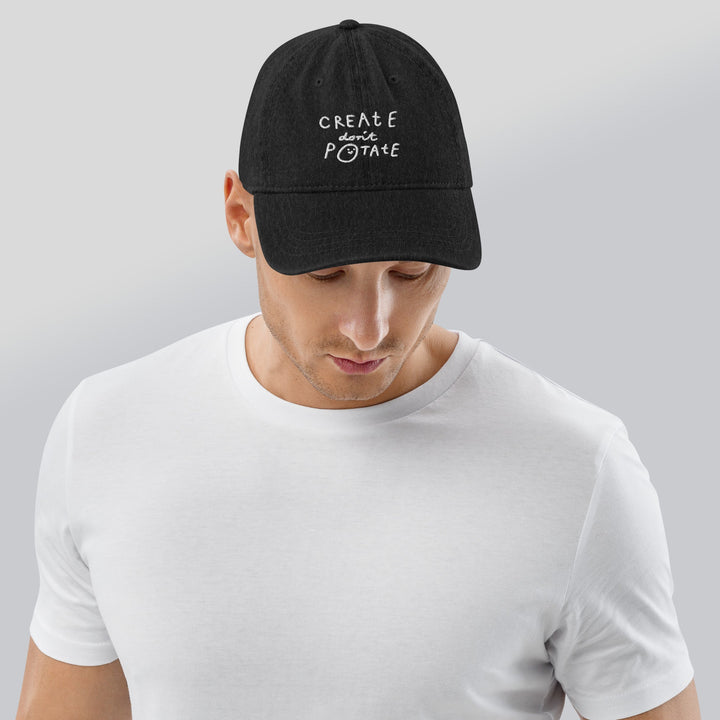 'Create Don't Potate' Denim Cap - The Fun Shop by Tegan