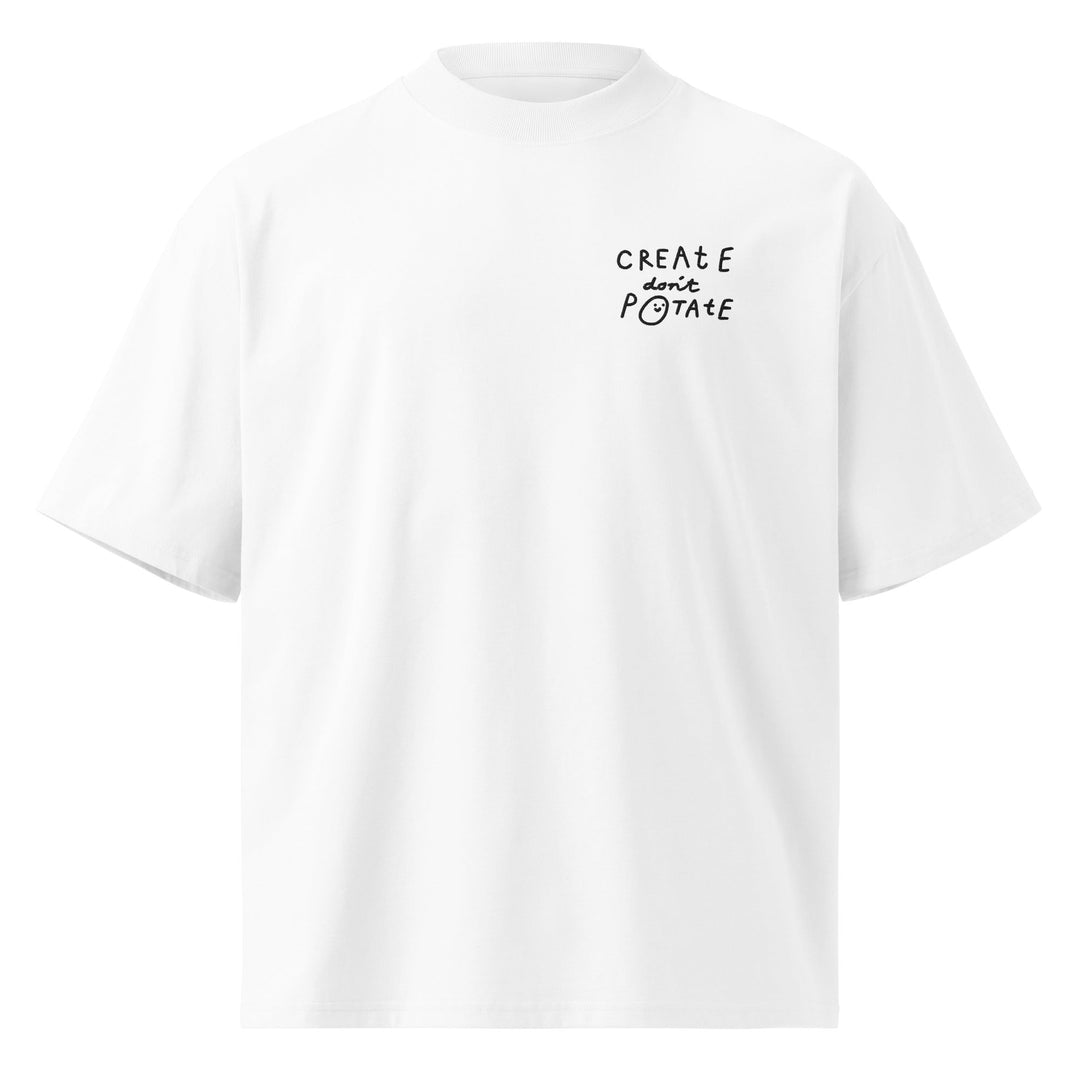 'Create Don't Potate' Unisex Organic Oversized High Neck Tee - The Fun Shop by Tegan