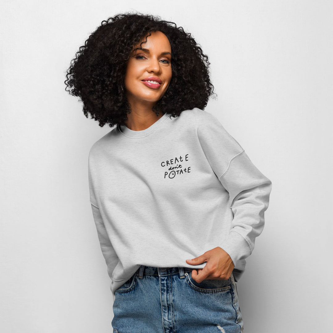 'Create Don't Potate' Women’s organic crew neck sweatshirt - The Fun Shop by Tegan