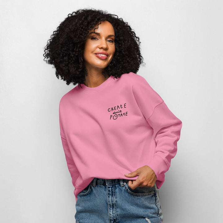 'Create Don't Potate' Women’s organic crew neck sweatshirt - The Fun Shop by Tegan