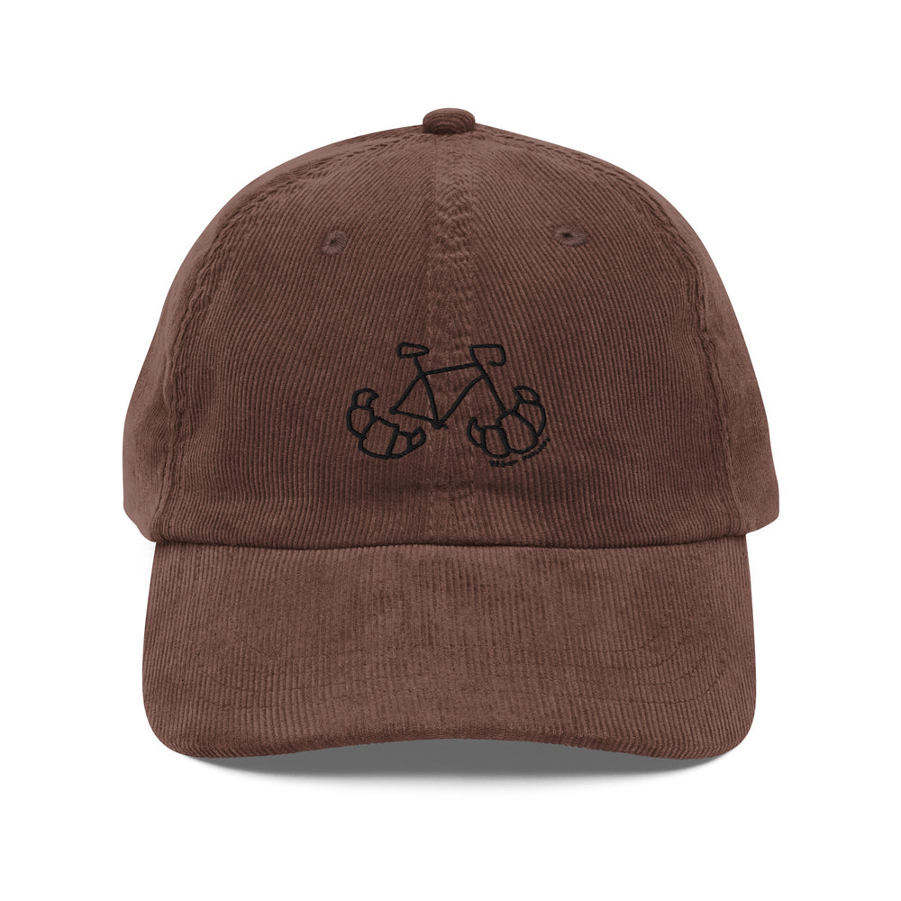 'Croissant Rack' Season of the Femmes Vintage corduroy cap - The Fun Shop by Tegan