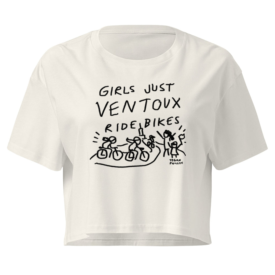 'Girls Just Ventoux Ride Bikes' Femmes Season crop tee - The Fun Shop by Tegan