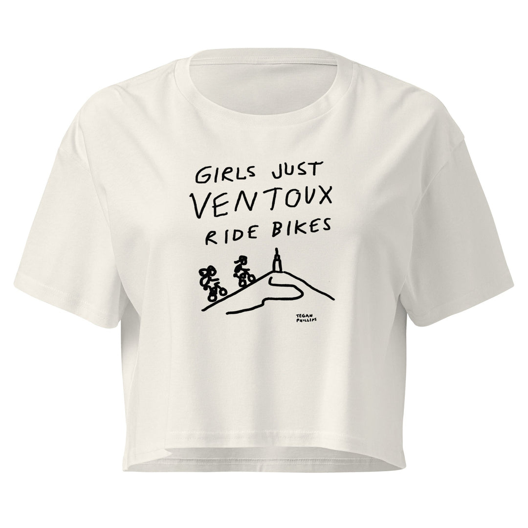 'Girls Just Ventoux Ride Bikes' Femmes Season crop tee - The Fun Shop by Tegan