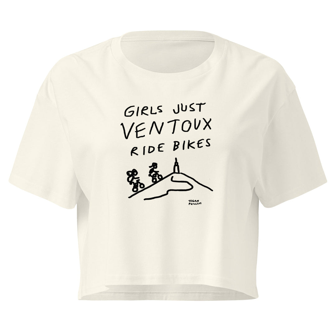 'Girls Just Ventoux Ride Bikes' Femmes Season crop tee - The Fun Shop by Tegan