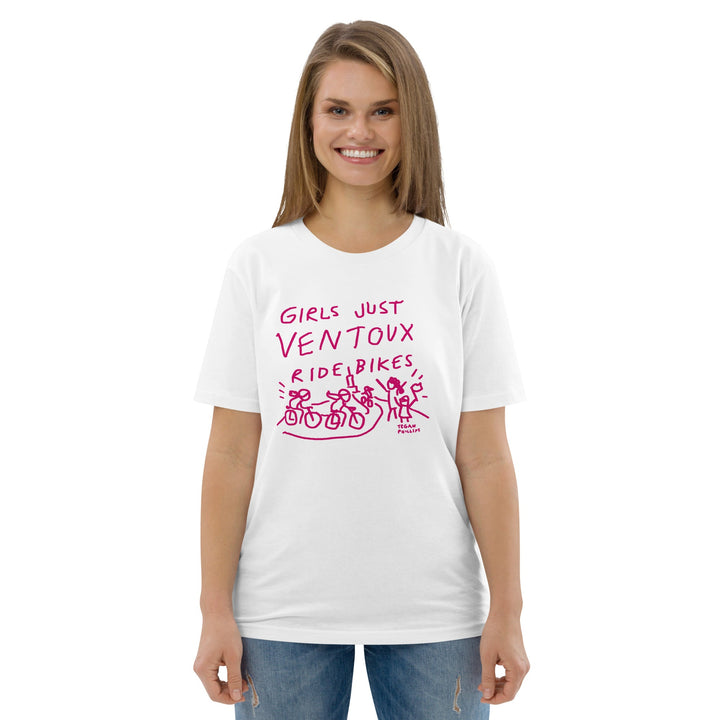 'Girls Just Ventoux Ride Bikes' Femmes Season Unisex Organic Cotton tee - The Fun Shop by Tegan