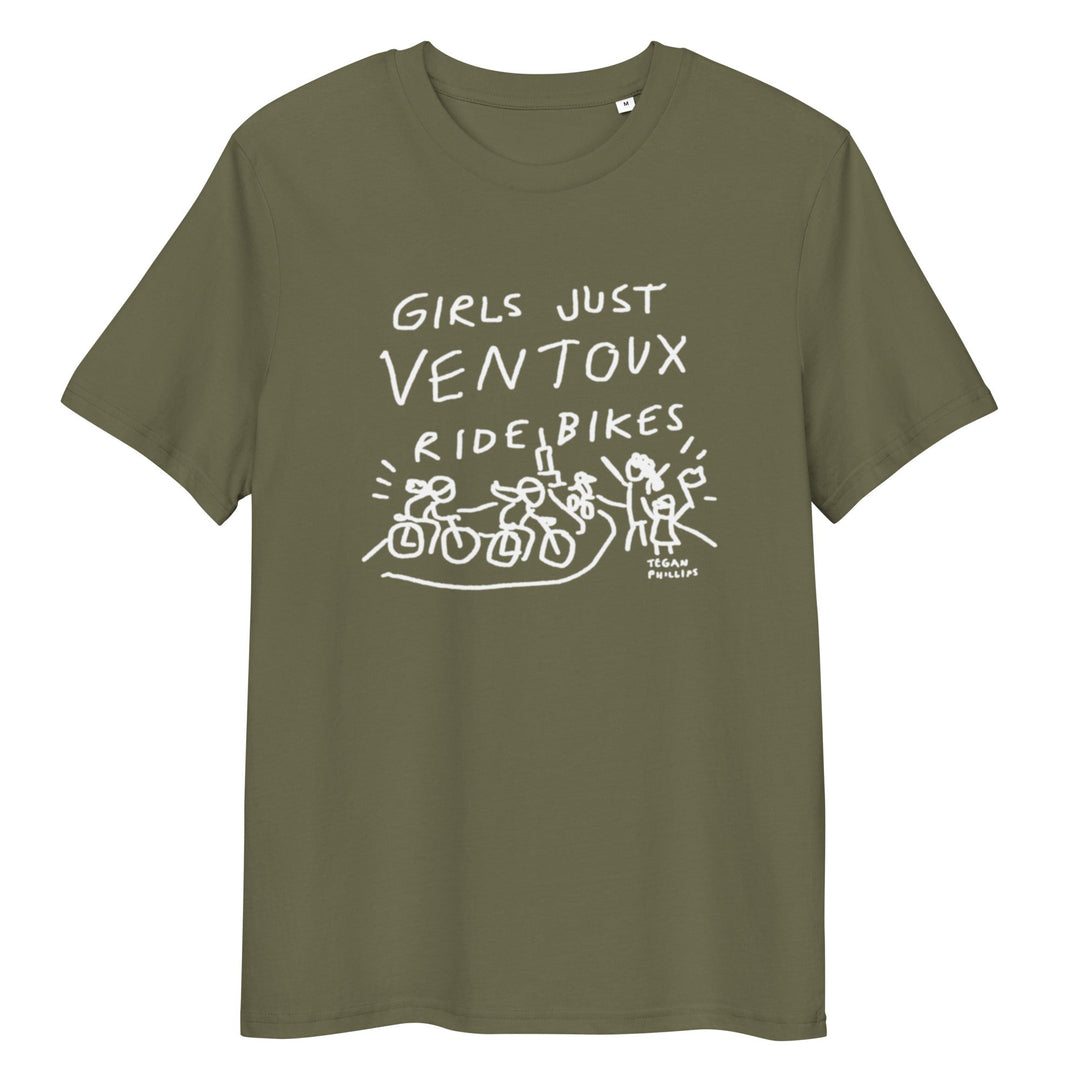 'Girls Just Ventoux Ride Bikes' Femmes Season Unisex Organic Cotton tee - The Fun Shop by Tegan