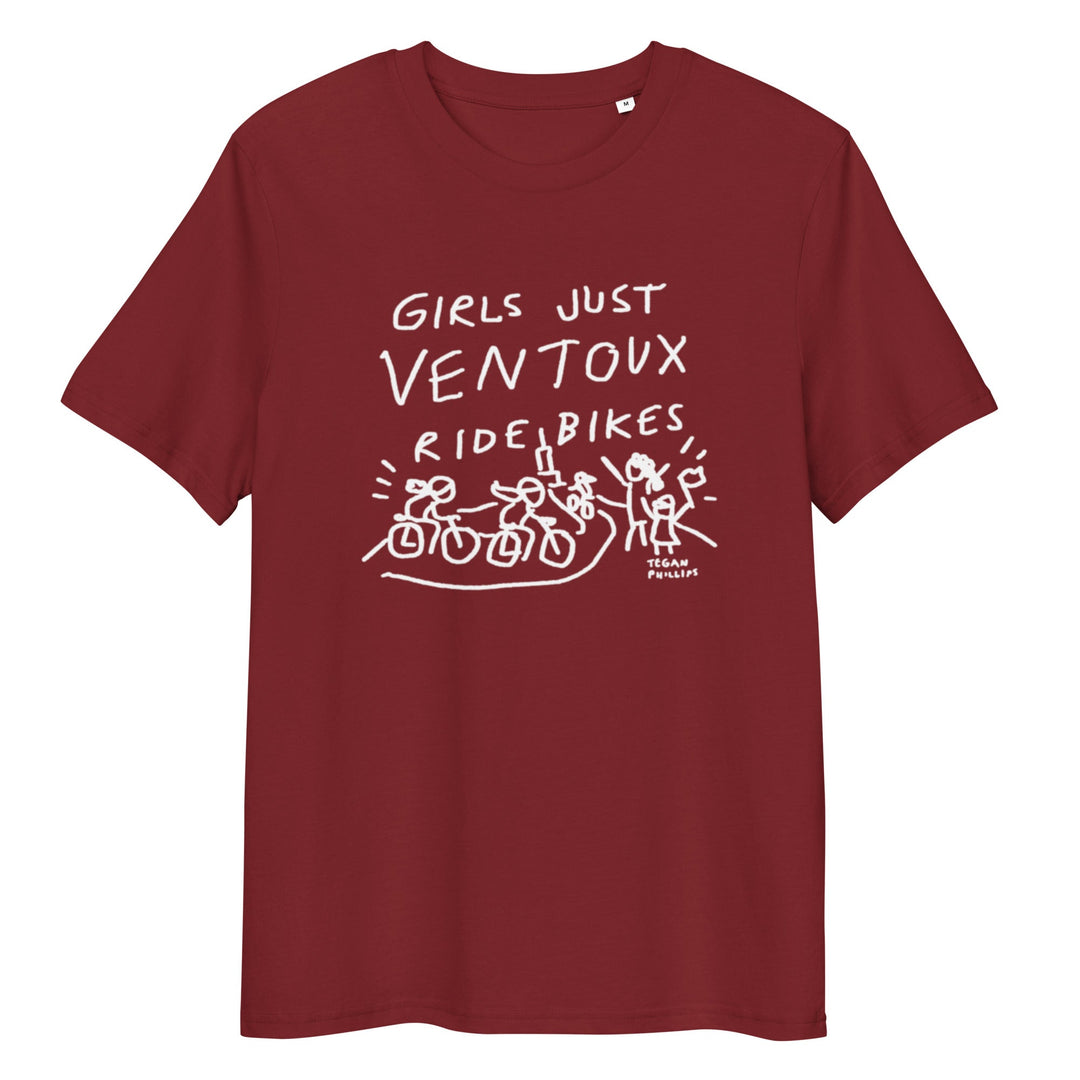 'Girls Just Ventoux Ride Bikes' Femmes Season Unisex Organic Cotton tee - The Fun Shop by Tegan