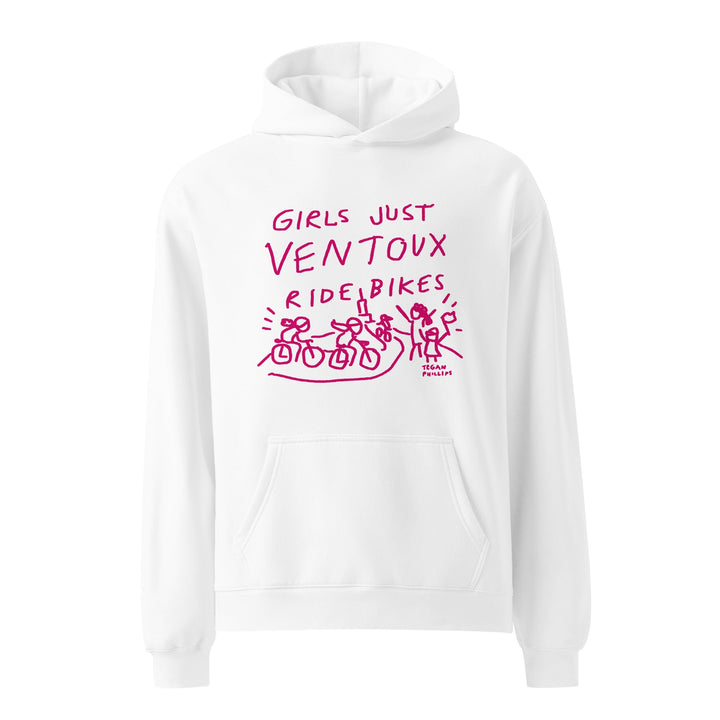 'Girls Just Ventoux Ride Bikes' -Pink- Femmes Season Unisex oversized hoodie - The Fun Shop by Tegan