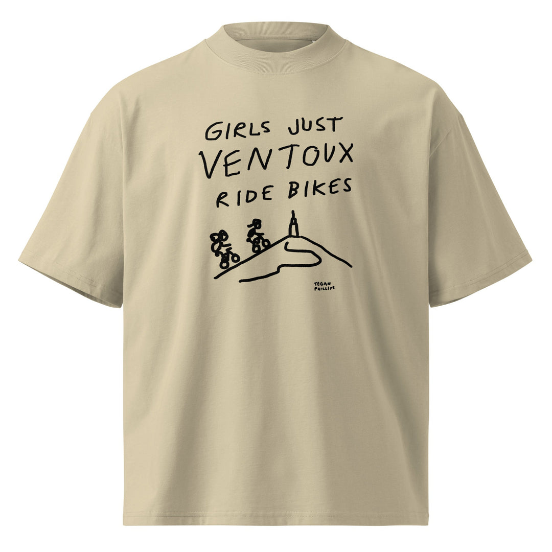 'Girls Just Ventoux Ride Bikes' Unisex Organic Oversized High Neck Tee - The Fun Shop by Tegan