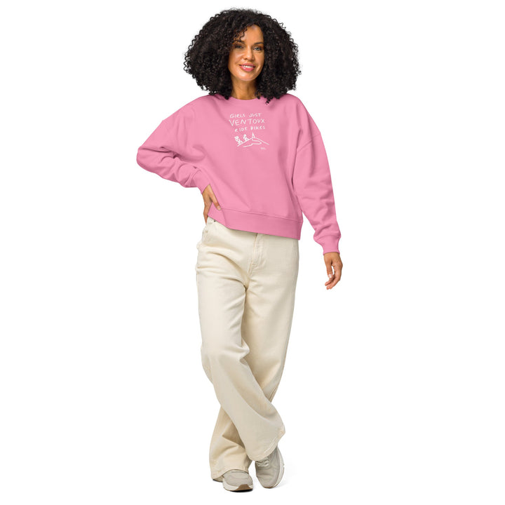 'Girls Just Ventoux Ride Bikes' Women’s organic crew neck sweatshirt - The Fun Shop by Tegan