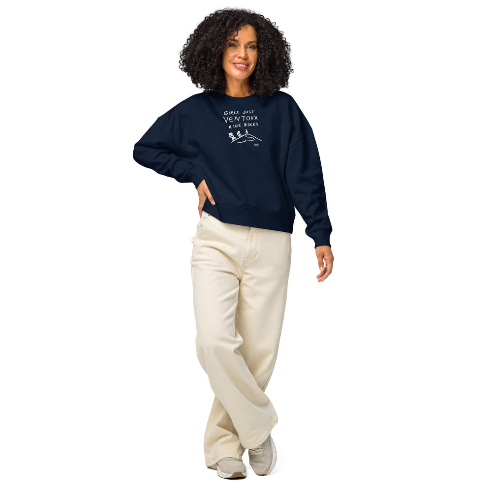 'Girls Just Ventoux Ride Bikes' Women’s organic crew neck sweatshirt - The Fun Shop by Tegan