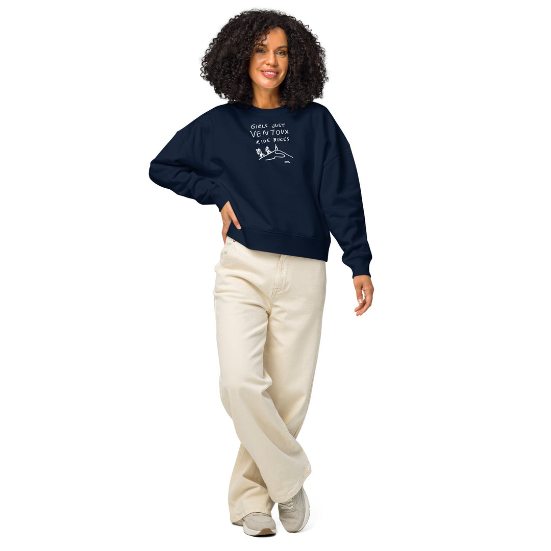 'Girls Just Ventoux Ride Bikes' Women’s organic crew neck sweatshirt - The Fun Shop by Tegan