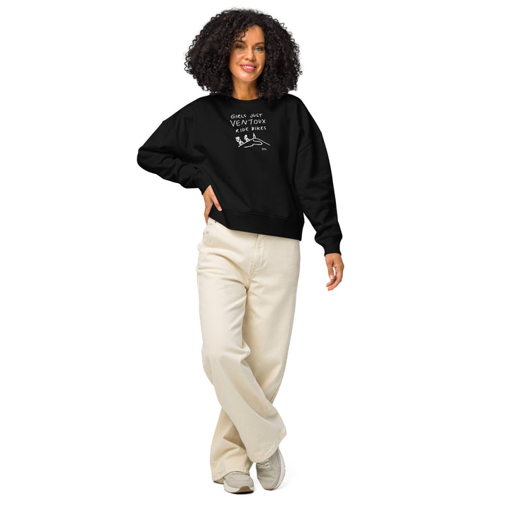 'Girls Just Ventoux Ride Bikes' Women’s organic crew neck sweatshirt - The Fun Shop by Tegan
