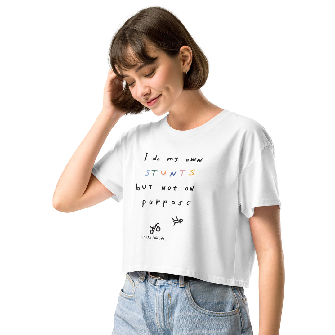 'I Do My Own Stunts But Not On Purpose' Crop Tee - THE FUN SHOP by Tegan