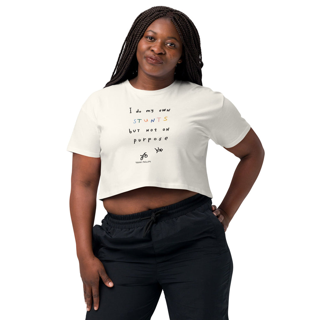 'I Do My Own Stunts But Not On Purpose' Crop Tee - THE FUN SHOP by Tegan
