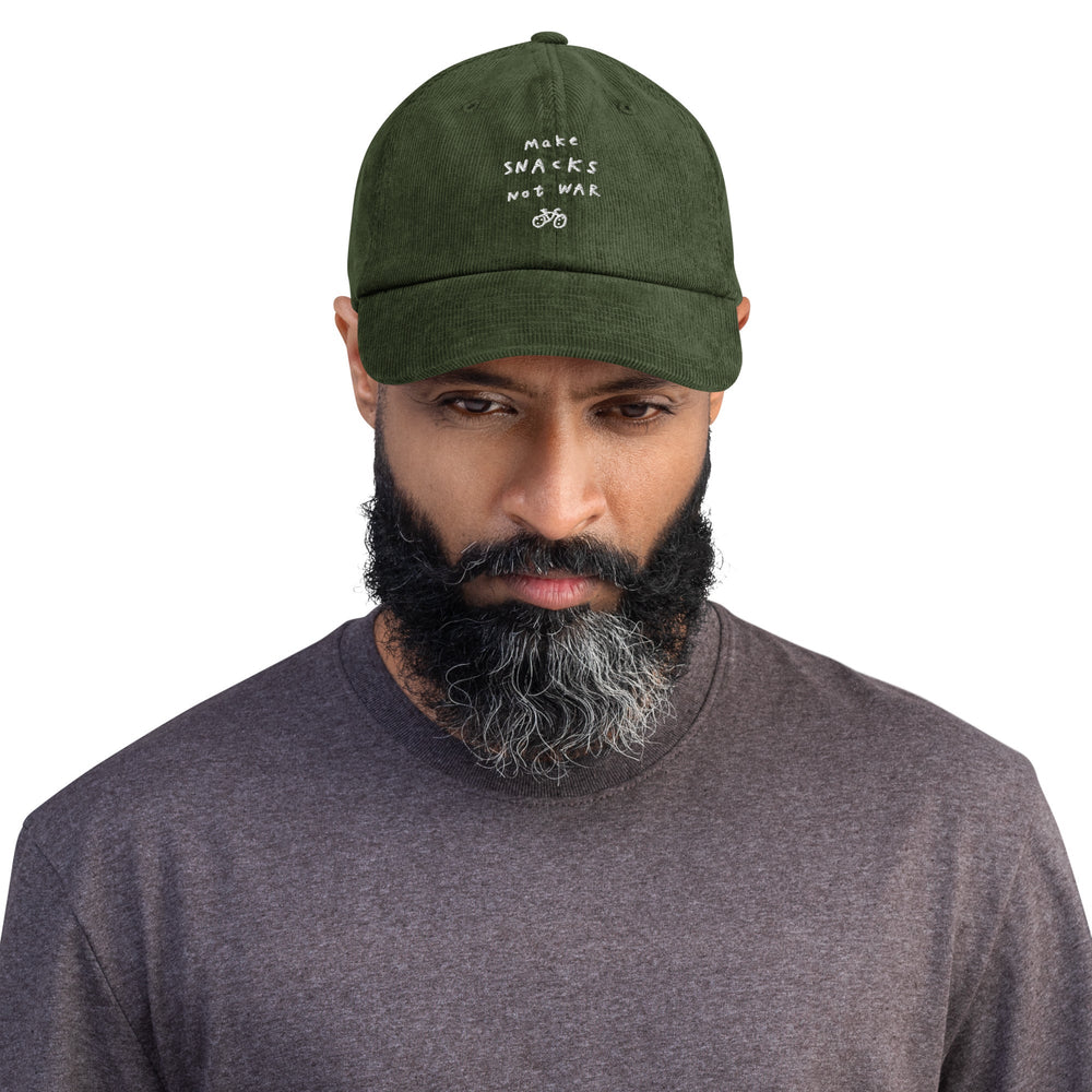 'Make Snacks Not War' Corduroy Cap - The Fun Shop by Tegan