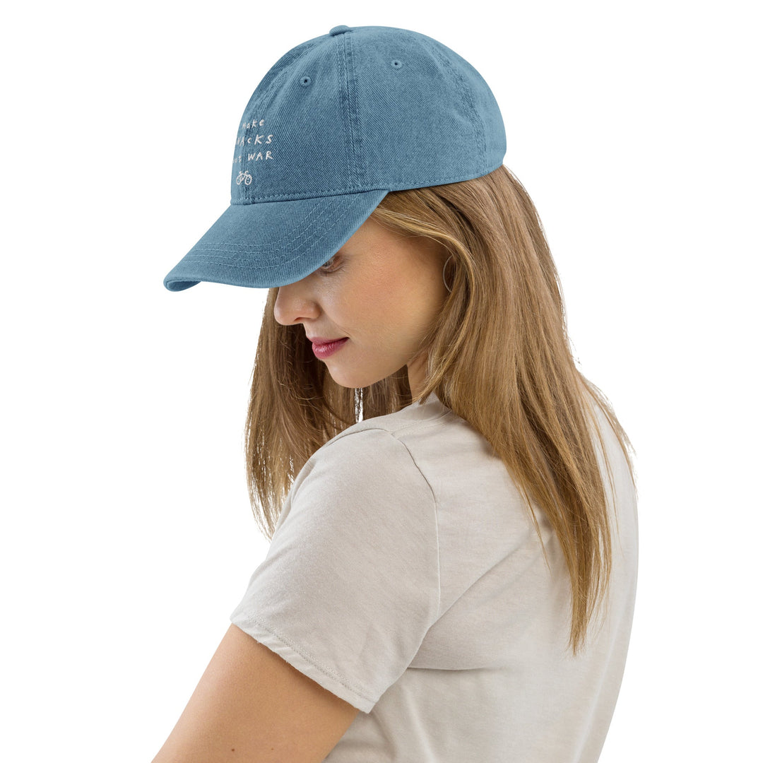 'Make Snacks Not War' Denim Cap - The Fun Shop by Tegan
