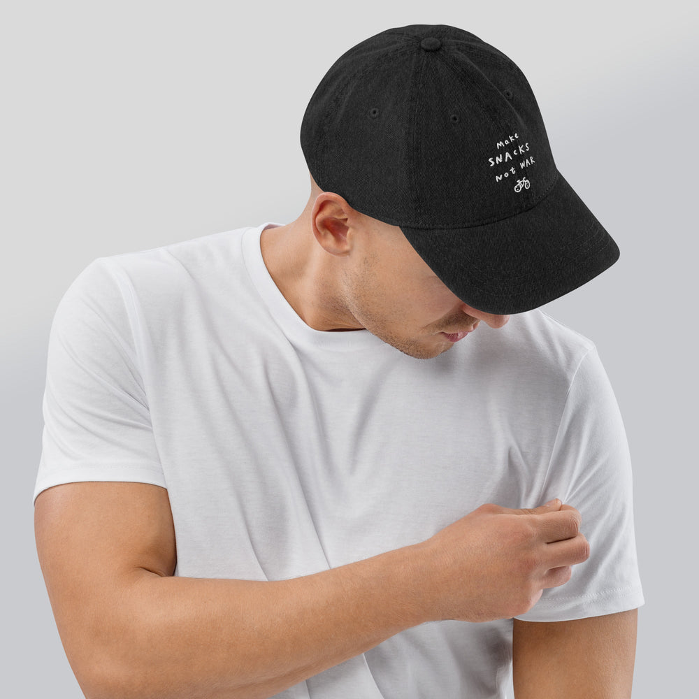 'Make Snacks Not War' Denim Cap - The Fun Shop by Tegan