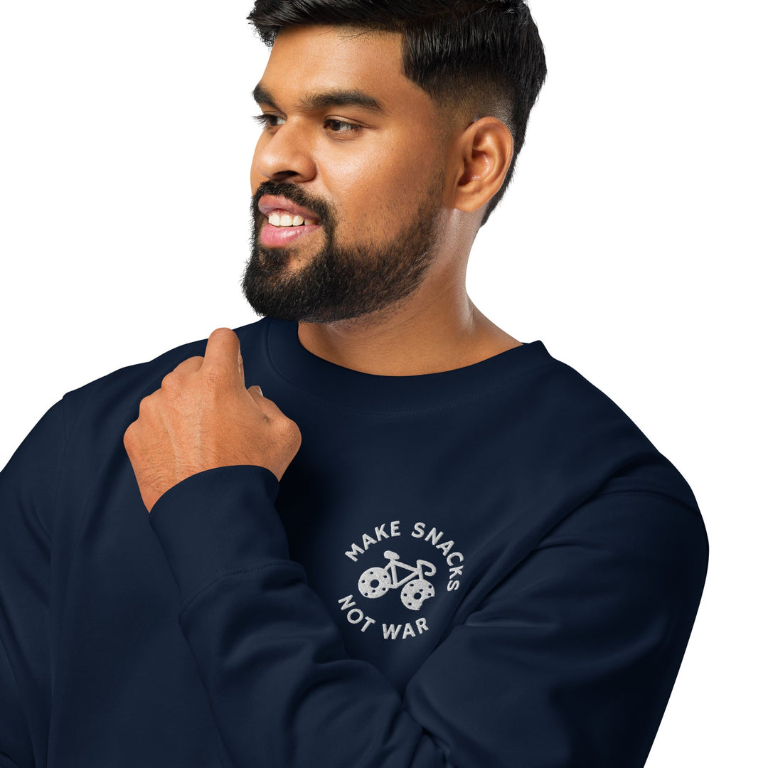 'Make Snacks Not War' Embroidered Organic Sweatshirt - The Fun Shop by Tegan