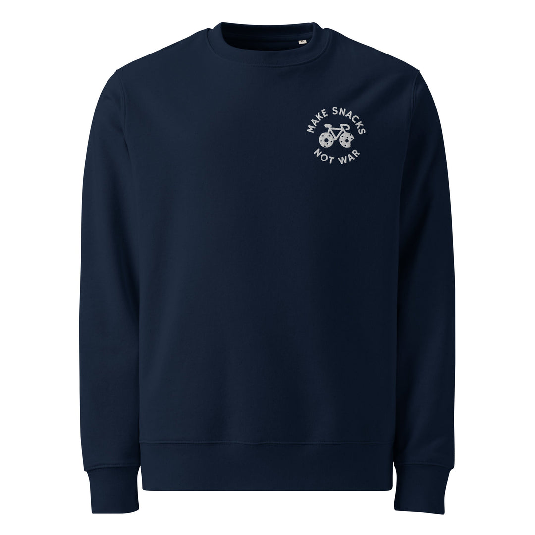 'Make Snacks Not War' Embroidered Organic Sweatshirt - The Fun Shop by Tegan