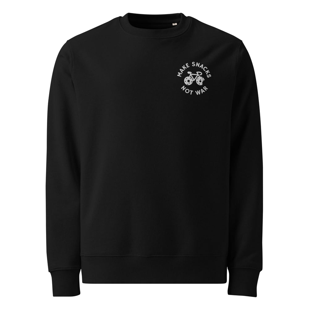'Make Snacks Not War' Embroidered Organic Sweatshirt - The Fun Shop by Tegan