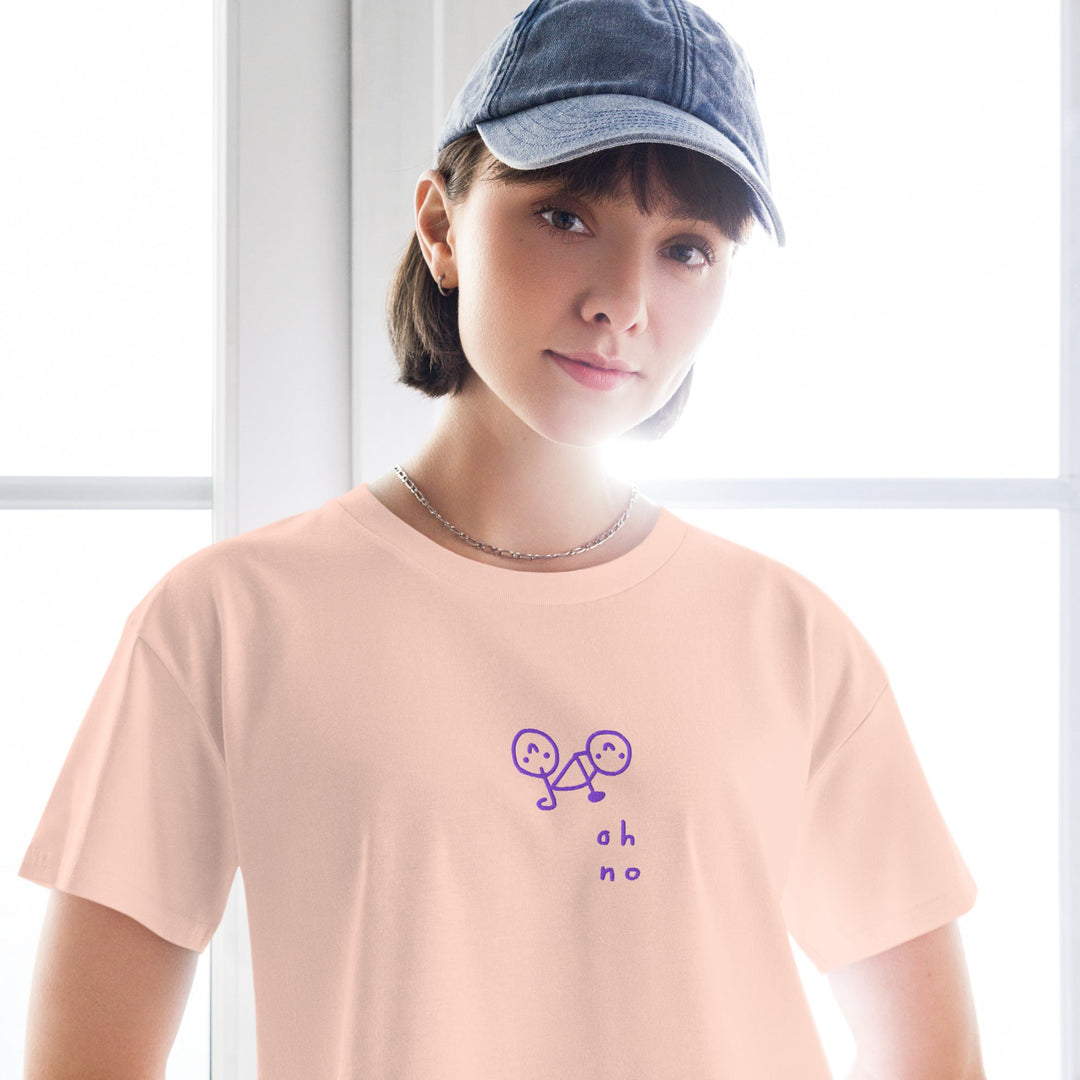 'Oh No' Embroidered Crop Tee - THE FUN SHOP by Tegan