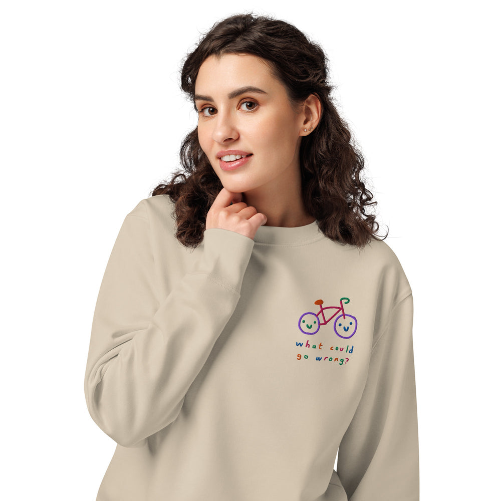 'What Could Go Wrong' Embroidered Organic Sweatshirt - The Fun Shop by Tegan